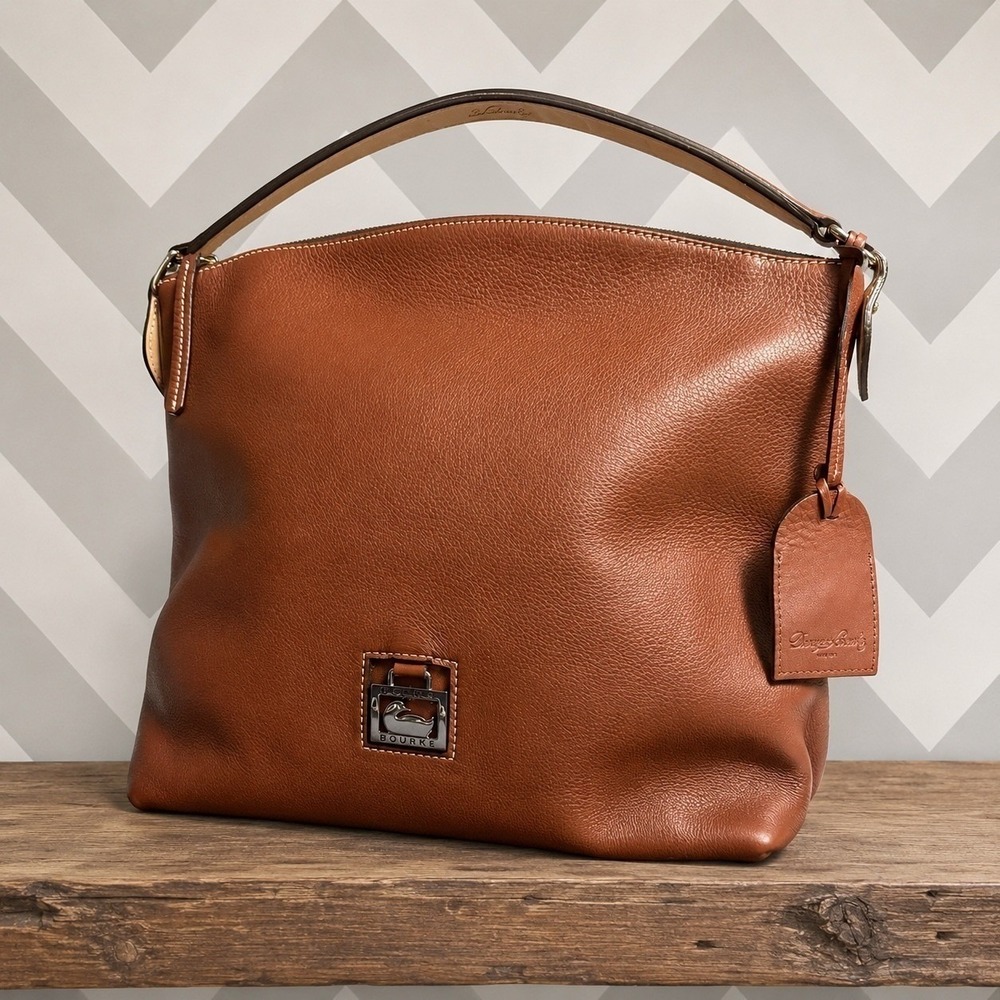 Dooney & Bourke Hobo Bag Pebble Grain Leather in "British Tan"